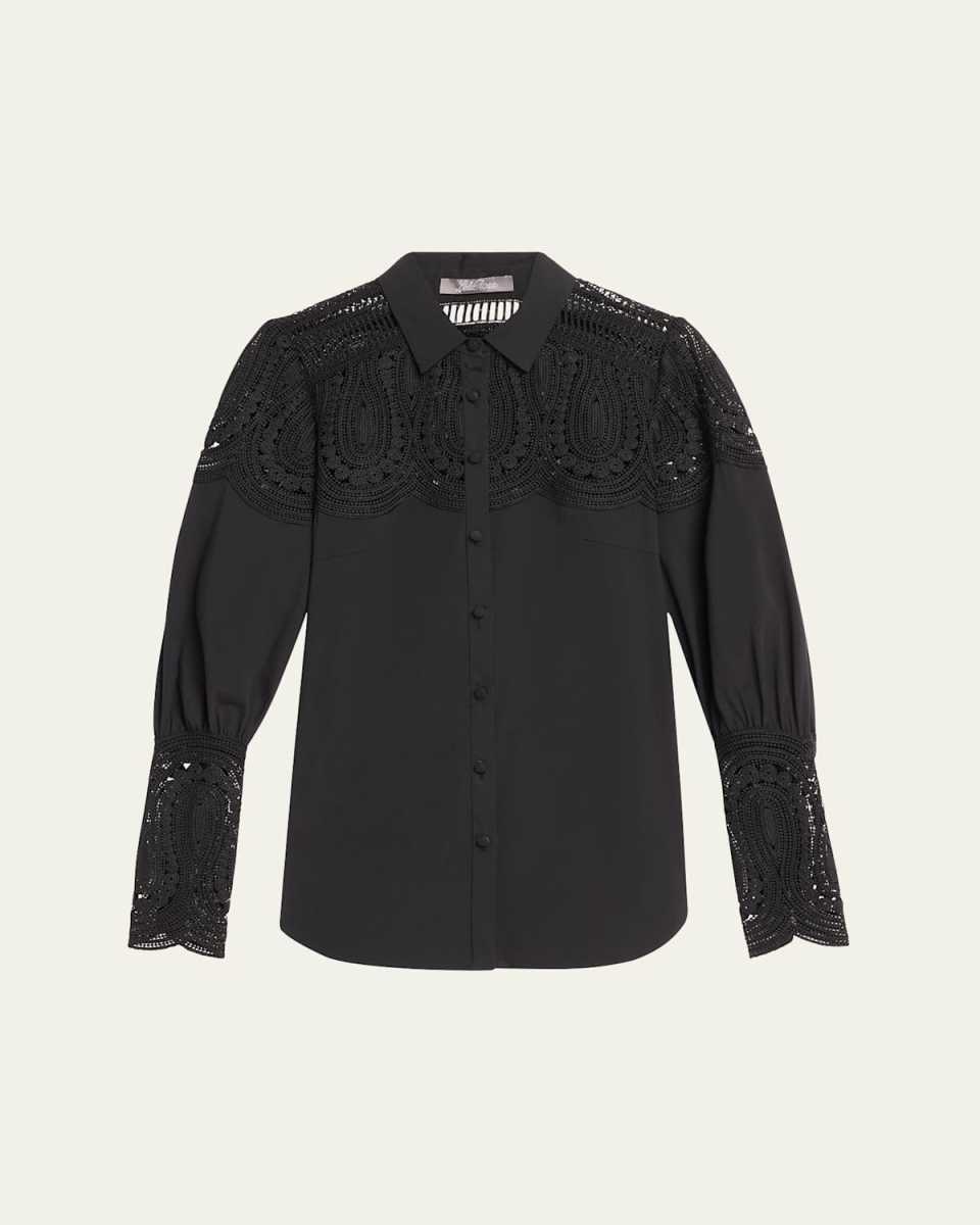Embroidered Button-Down Top